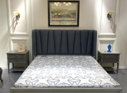 Design bedroom 3-piece. Bed 2x nightstands bed set wood nightstand gray